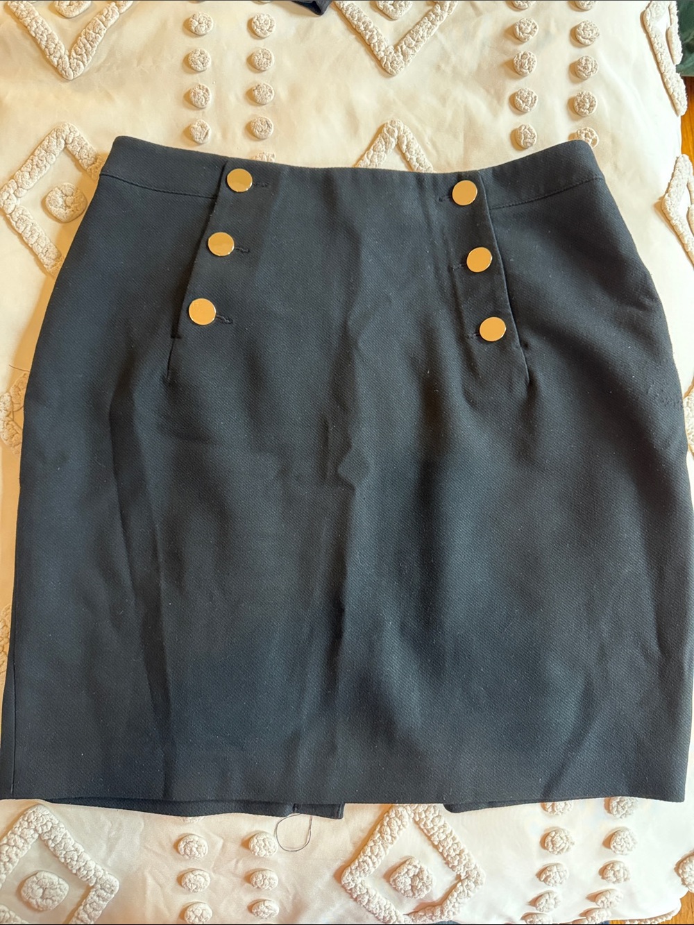 H&M Black Pencil Skirt with Gold Buttons
